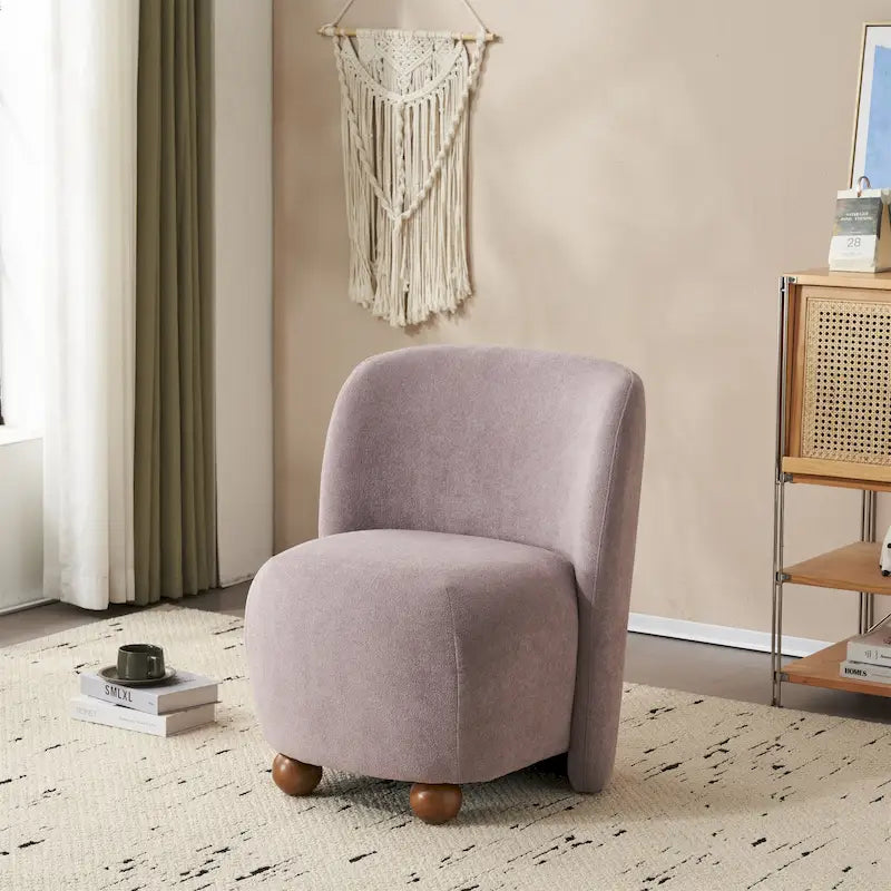 Ultra-Soft Modern Low-Back Armless Accent Chair with Skin-Friendly Upholstery and Exquisite Round Pine Wood Feet