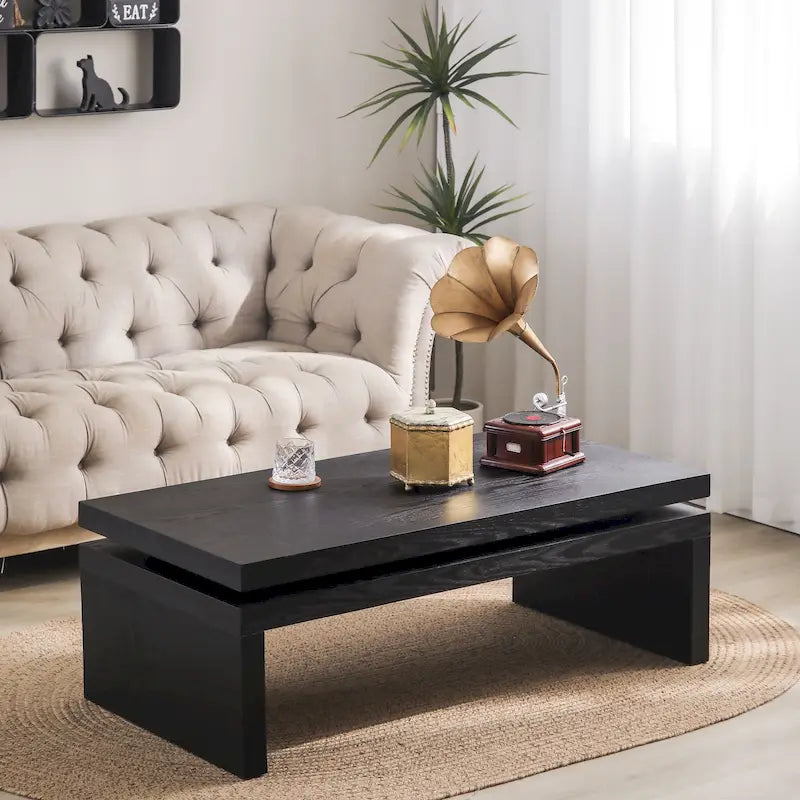 Modern Coffee Table, Wooden Coffee Table, Rectangle Cocktail Tea Table for Living Room, 47.6 L* 23.6 W * 16.3 H