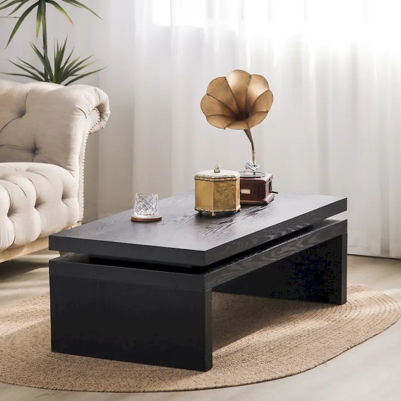 Modern Coffee Table, Wooden Coffee Table, Rectangle Cocktail Tea Table for Living Room, 47.6 L* 23.6 W * 16.3 H