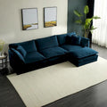 4-Piece Modular Chenille Upholstered L-Shaped Sectional Sofa with Ottoman