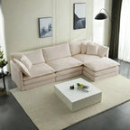 4-Piece Modular Chenille Upholstered L-Shaped Sectional Sofa with Ottoman