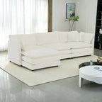 4-Piece Modular Chenille Upholstered L-Shaped Sectional Sofa with Ottoman