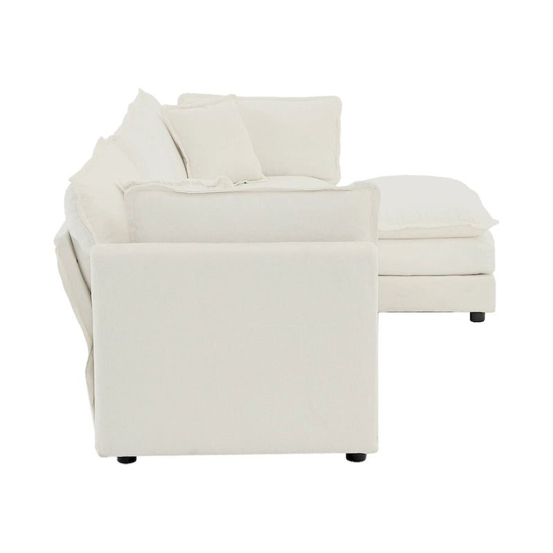 4-Piece Modular Chenille Upholstered L-Shaped Sectional Sofa with Ottoman