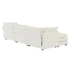 4-Piece Modular Chenille Upholstered L-Shaped Sectional Sofa with Ottoman