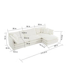 4-Piece Modular Chenille Upholstered L-Shaped Sectional Sofa with Ottoman