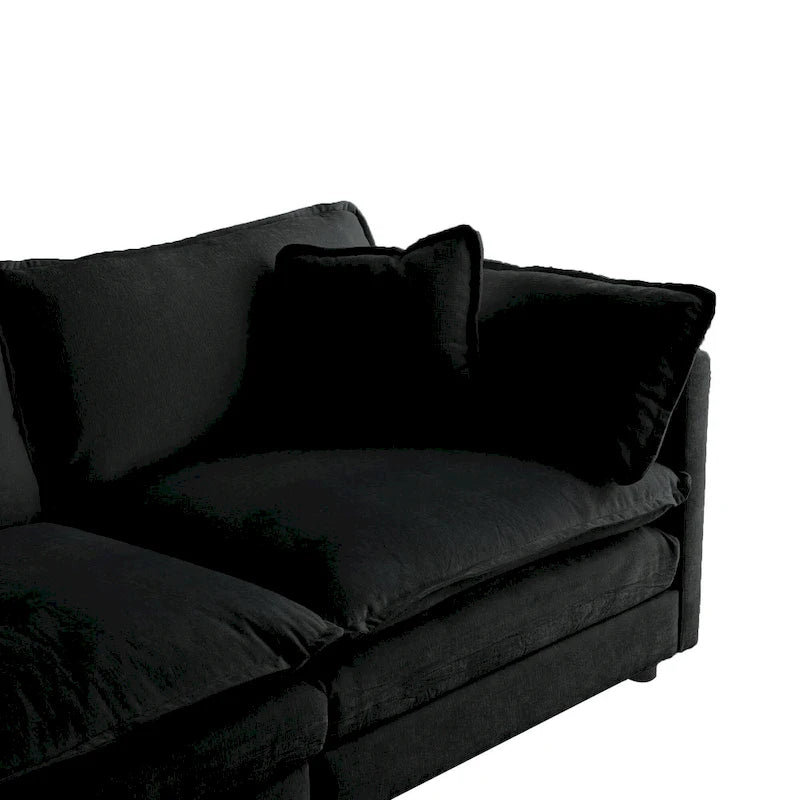 4-Piece Modular Chenille Upholstered L-Shaped Sectional Sofa with Ottoman