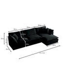 4-Piece Modular Chenille Upholstered L-Shaped Sectional Sofa with Ottoman