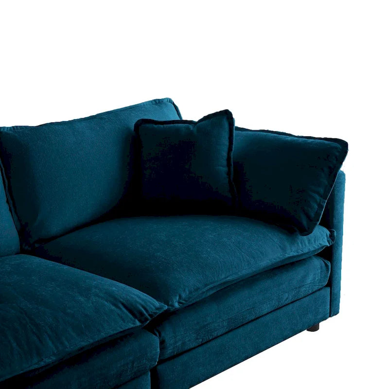 4-Piece Modular Chenille Upholstered L-Shaped Sectional Sofa with Ottoman