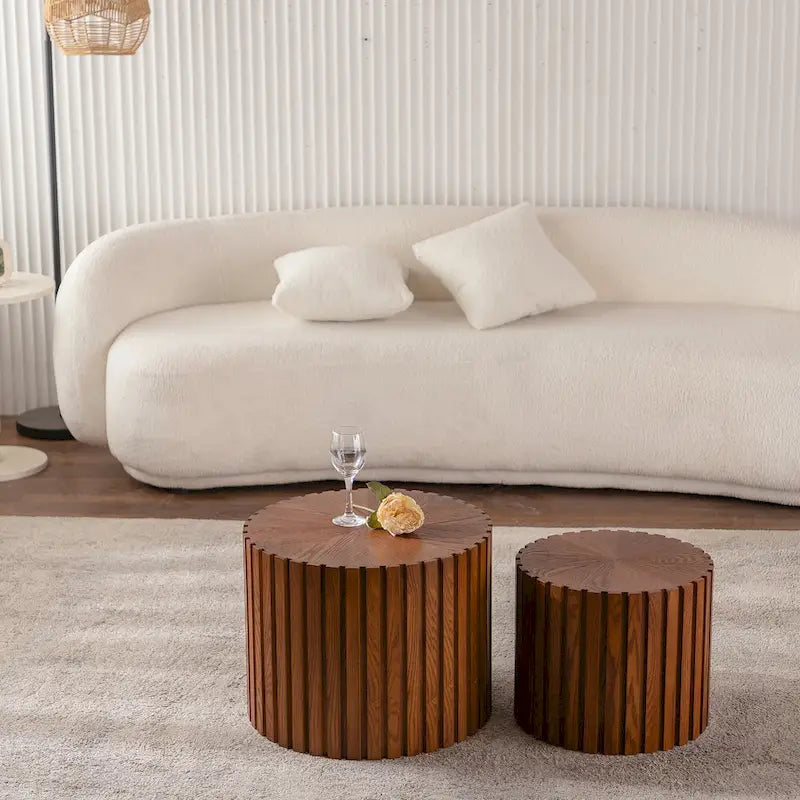 Exquisite Round Wood Coffee Table for Compact Living Spaces, No Assembly Needed