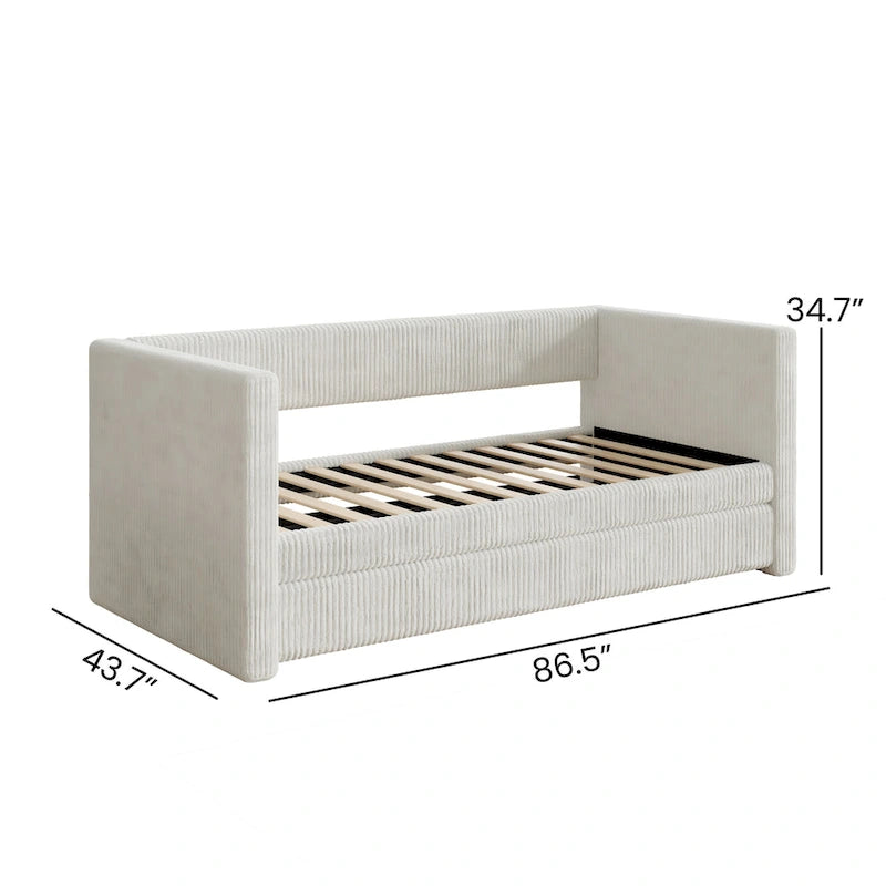 Corvus Somme Corduroy Upholstered Daybed with Trundle