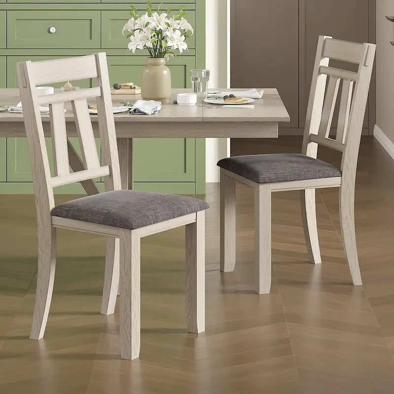 VECELO Dining Table Set with Bench, Solid Wood Rectangular Extendable Dining Table & Solid Wood Dining Chairs
