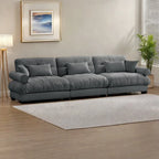 130 Velvet Modular 5-Seat Sofa with Cloud Cushion Sectional and Bolster Headrests