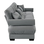 130 Velvet Modular 5-Seat Sofa with Cloud Cushion Sectional and Bolster Headrests