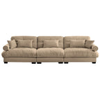 130 Velvet Modular 5-Seat Sofa with Cloud Cushion Sectional and Bolster Headrests