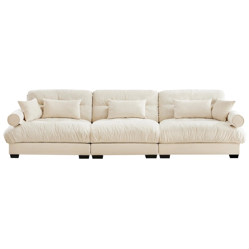 130 Velvet Modular 5-Seat Sofa with Cloud Cushion Sectional and Bolster Headrests