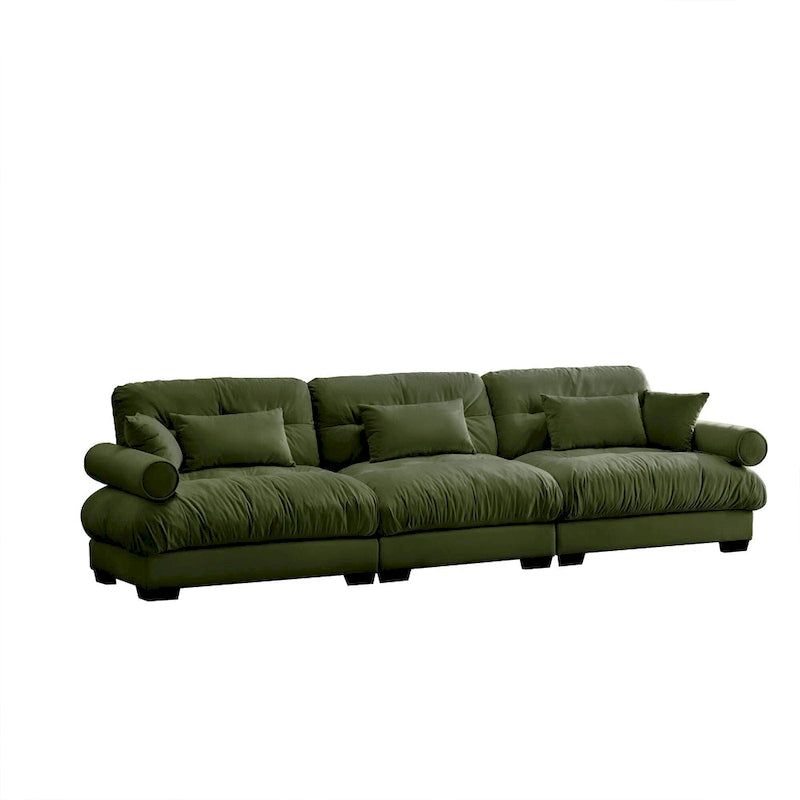 130 Velvet Modular 5-Seat Sofa with Cloud Cushion Sectional and Bolster Headrests