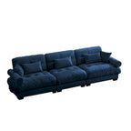 130 Velvet Modular 5-Seat Sofa with Cloud Cushion Sectional and Bolster Headrests