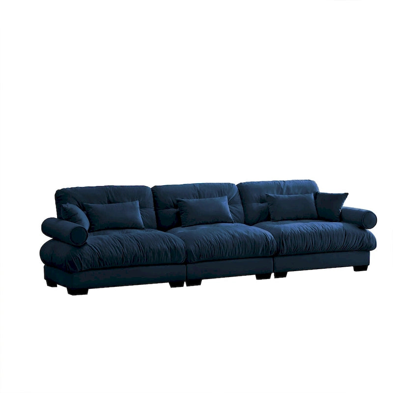 130 Velvet Modular 5-Seat Sofa with Cloud Cushion Sectional and Bolster Headrests