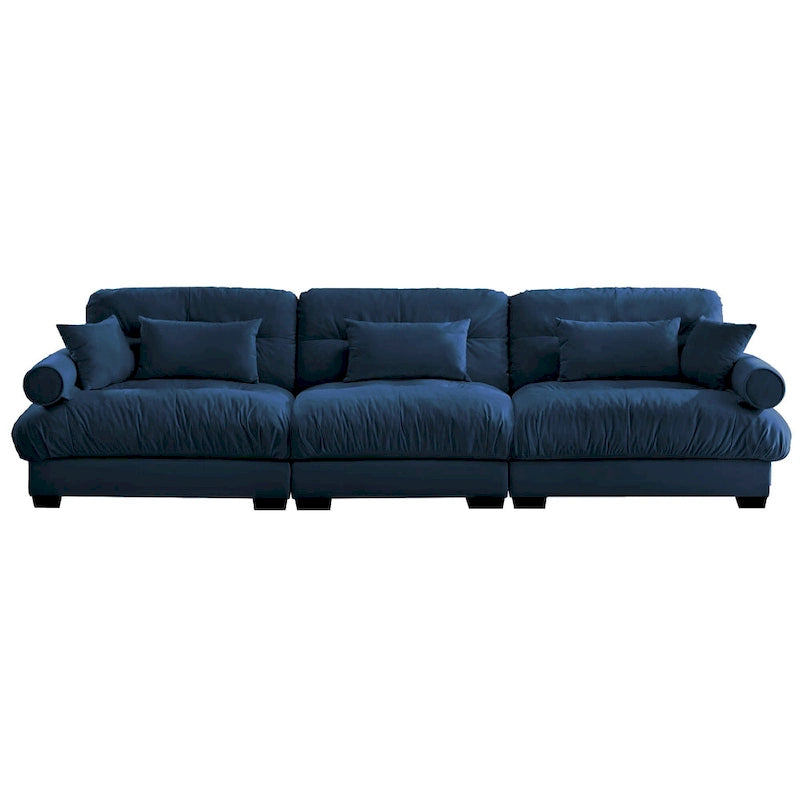 130 Velvet Modular 5-Seat Sofa with Cloud Cushion Sectional and Bolster Headrests