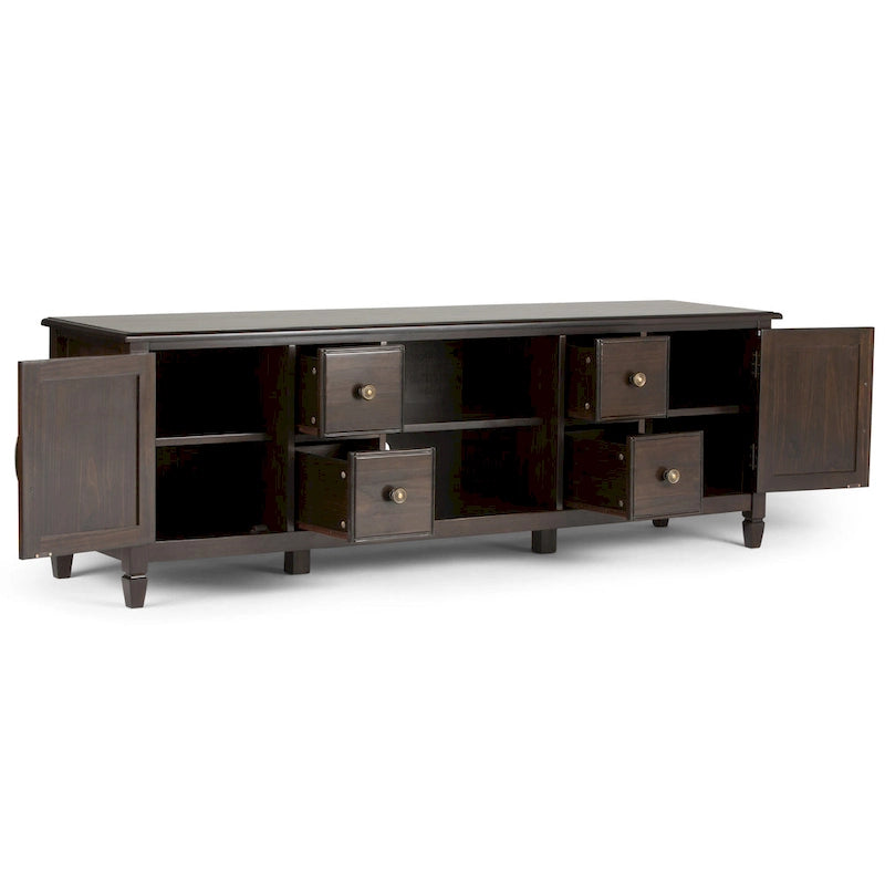 WYNDENHALL Hampshire SOLID WOOD 72 inch Wide Traditional TV Media Stand For TVs up to 80 inches - 72w x 18d x 24 h