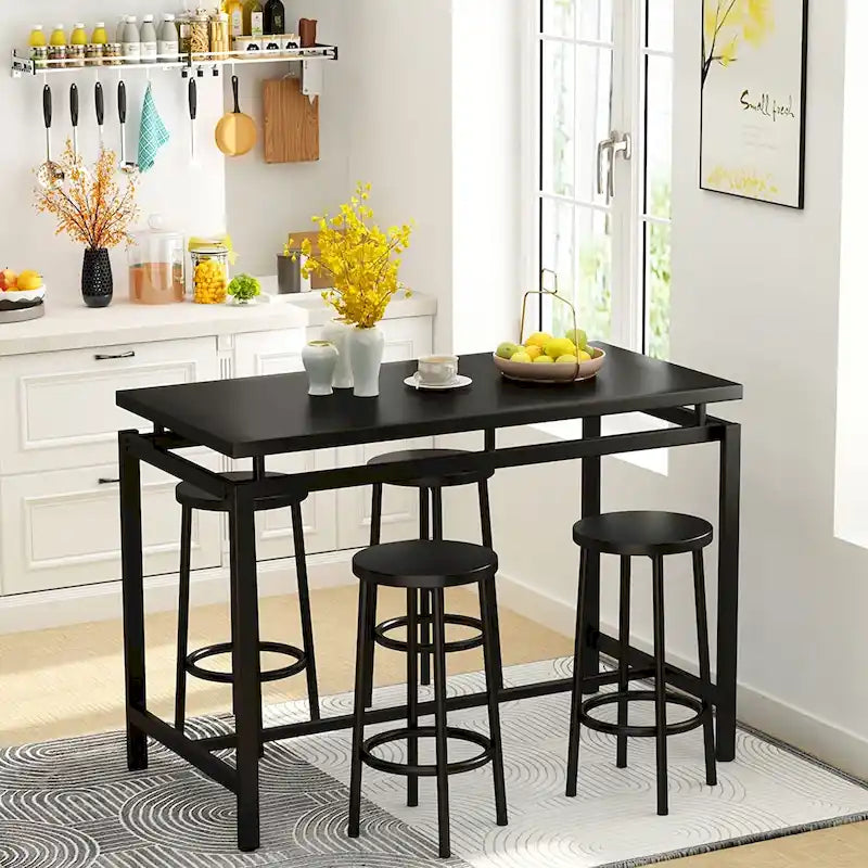 Mieres 5-Piece Counter Height Dining Table Set, Home Kitchen Breakfast Table Set for Restaurant, Bar, Kitchen
