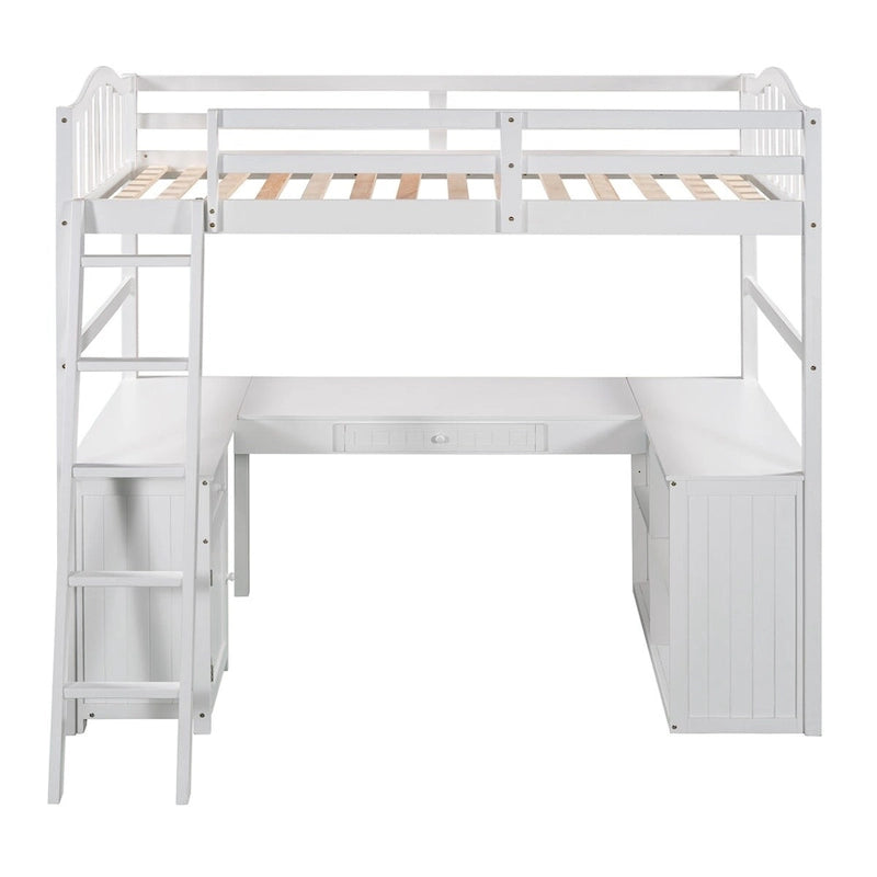 Merax Twin Loft Bed with Drawers, Cabinet, Shelves and Desk
