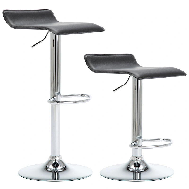 Faux Leather Upholstered Adjustable Barstools Airlift Counter Bar Pub Height Stools Set of 2