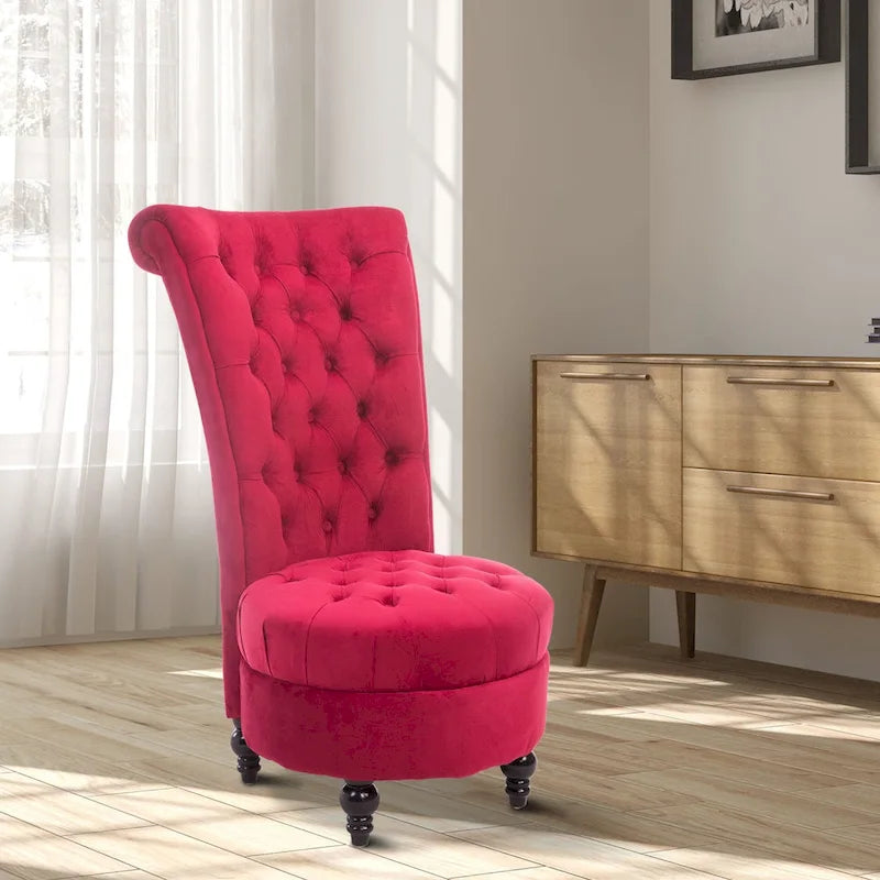 Silver Orchid Hayworth 45 Tufted High Back Red Velvet Accent Chair