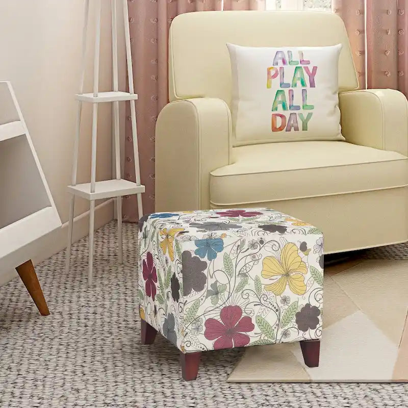 Adeco 16.3 Cube Ottoman Foot Rest Stool