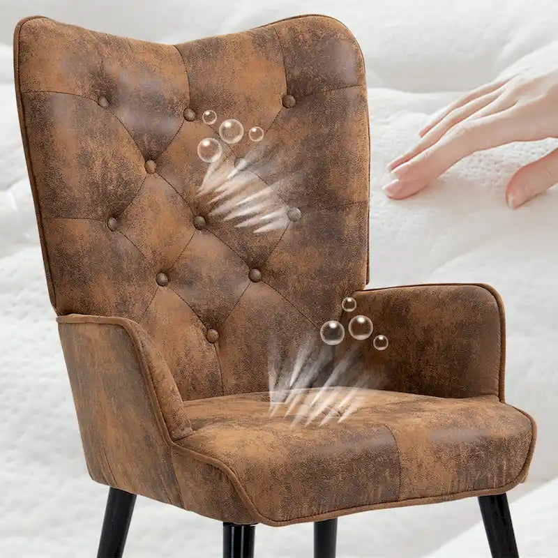 AVAWING Rustic Accent Chair with Arms Tufted Button Wingback