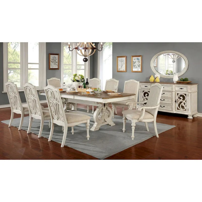 The Gray Barn Caelum Farmhouse White 96-inch Expandable Dining Table
