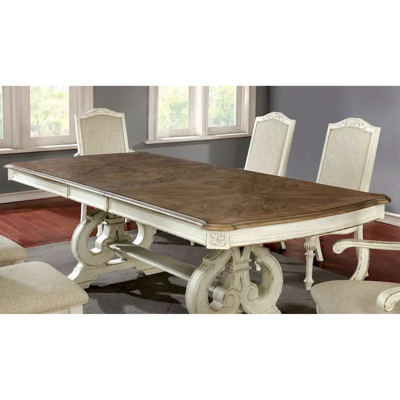 The Gray Barn Caelum Farmhouse White 96-inch Expandable Dining Table