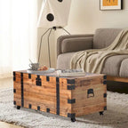 Trunk Table with Four Wheel Large Capacity Storage Coffee Table