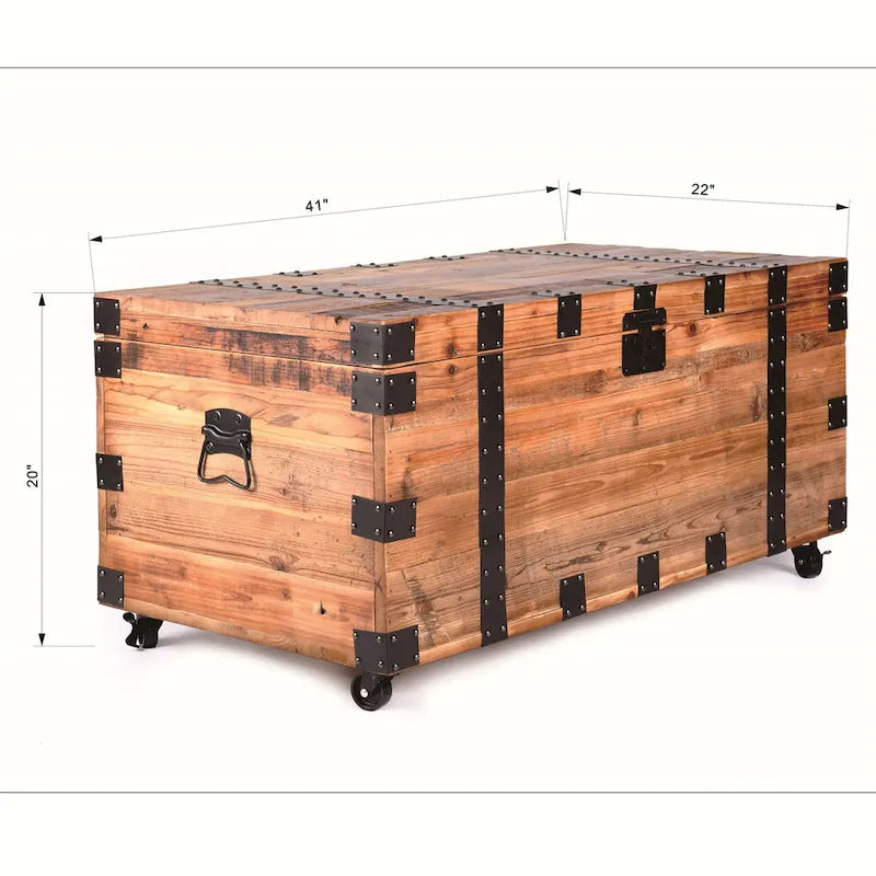 Trunk Table with Four Wheel Large Capacity Storage Coffee Table