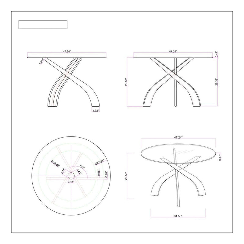 Somette Pogo Round Glass Top Dining Table