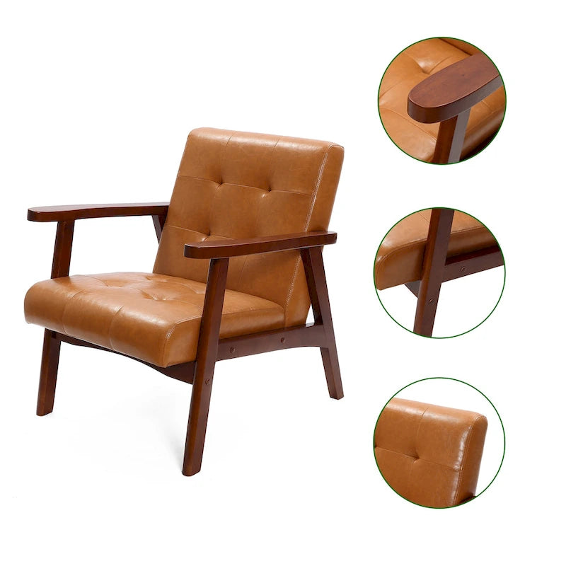 Accent Chair Living Room Upholstered Brown Armchair