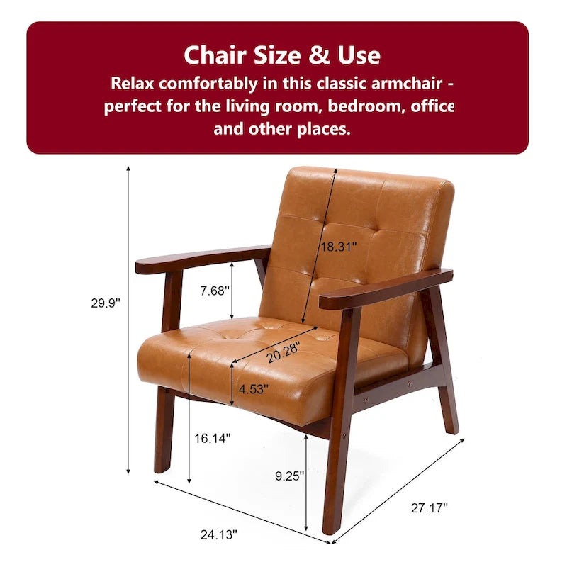 Accent Chair Living Room Upholstered Brown Armchair