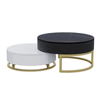 Lift-Top Round Coffee Table Set of 2 with Storage, 2 Pinewood Drawers, Swivel Tabletop, Nesting Design