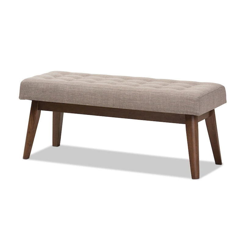 Mid-Century Fabric Button-Tufted Bench by Baxton Studio