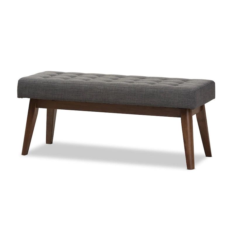 Mid-Century Fabric Button-Tufted Bench by Baxton Studio
