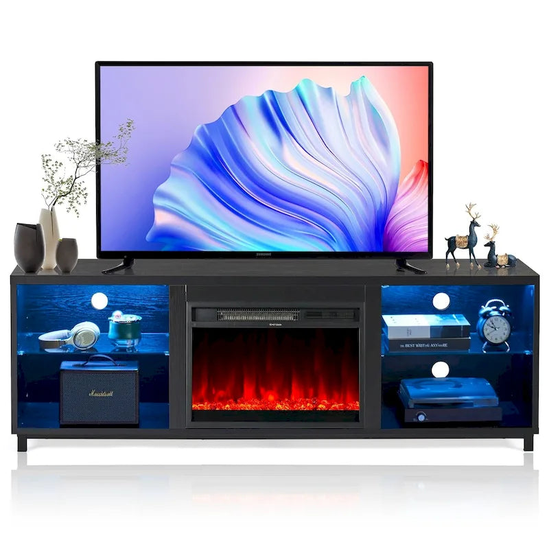68 Inch Modern Fireplace TV Stand with Electric Fireplace