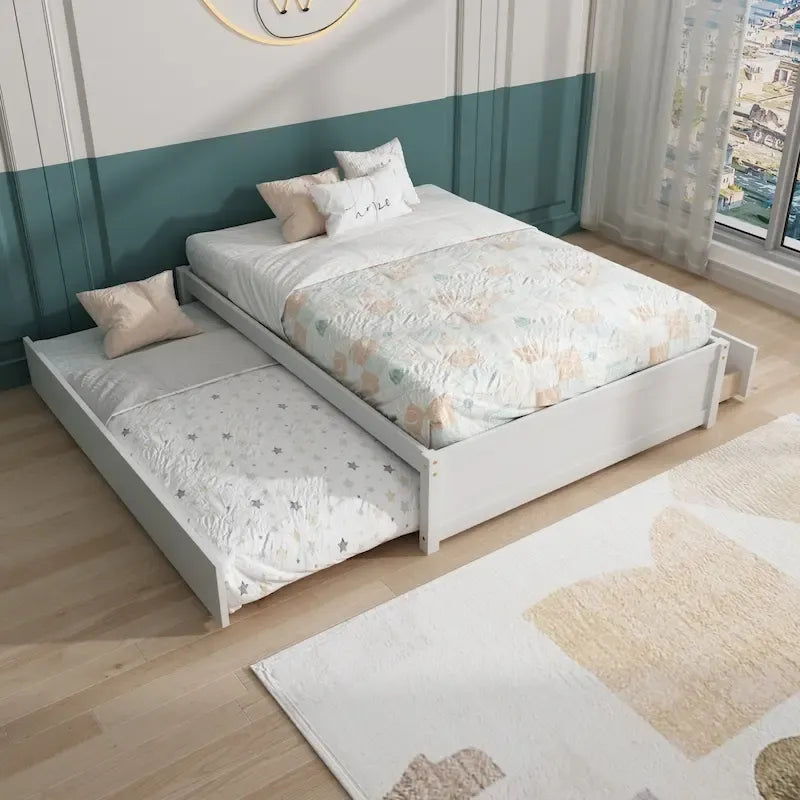 Full Bed With Twin Size Trundle And Two Drawers