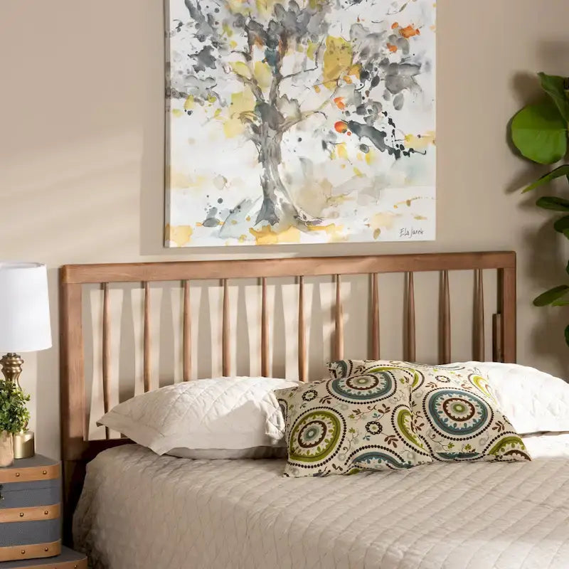 Valin Contemporary Ash Walnut Finished Wood Headboard