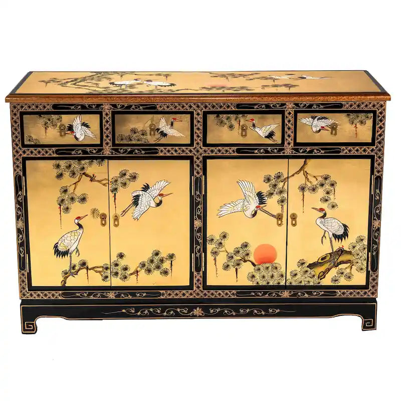 Gold Lacquer Sideboard - Cranes