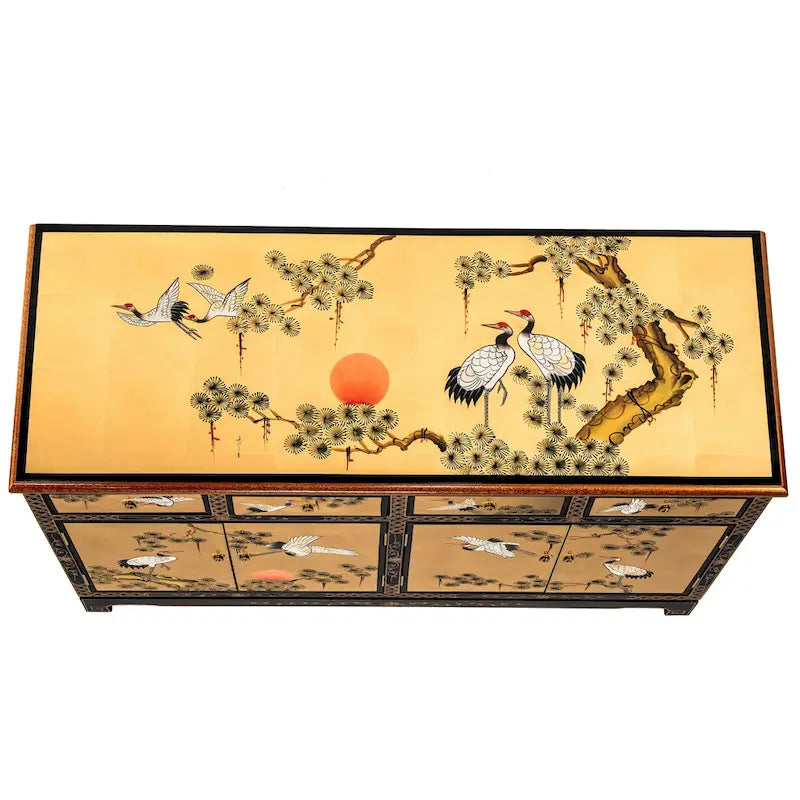 Gold Lacquer Sideboard - Cranes