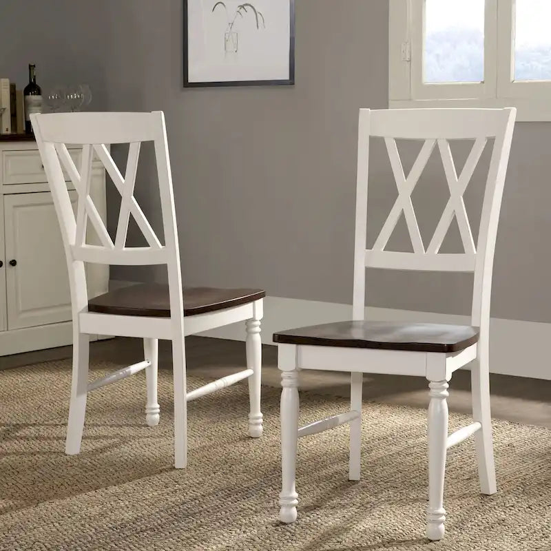 Crosley Shelby Cherry/Antique White Wood Dining Chair (Set of 2) - 17.75 W x 23.5 D x 39 H