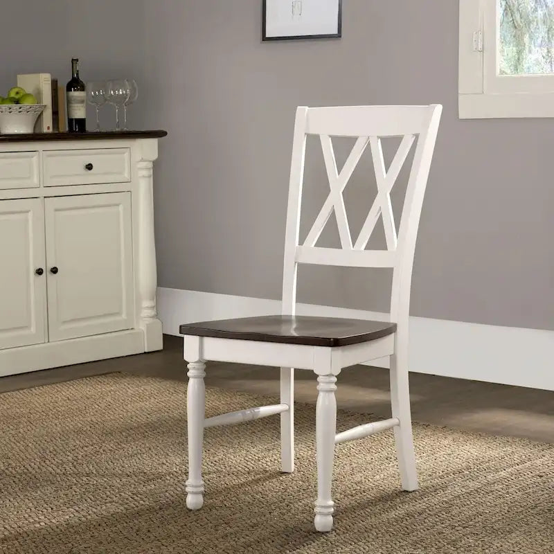 Crosley Shelby Cherry/Antique White Wood Dining Chair (Set of 2) - 17.75 W x 23.5 D x 39 H