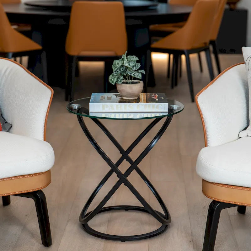 Danya B Galaxy Tempered Glass Round End Table