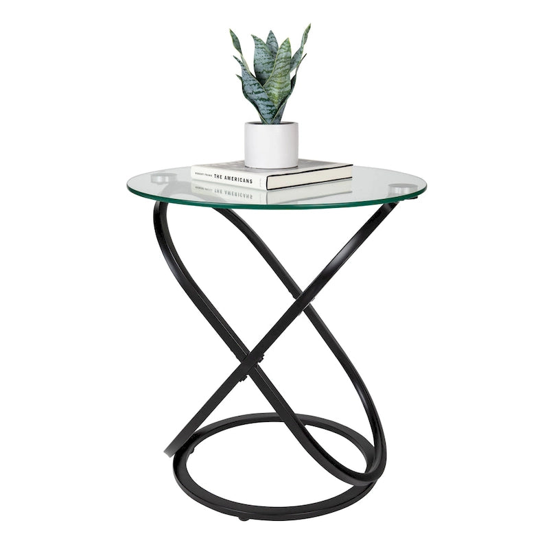 Danya B Galaxy Tempered Glass Round End Table