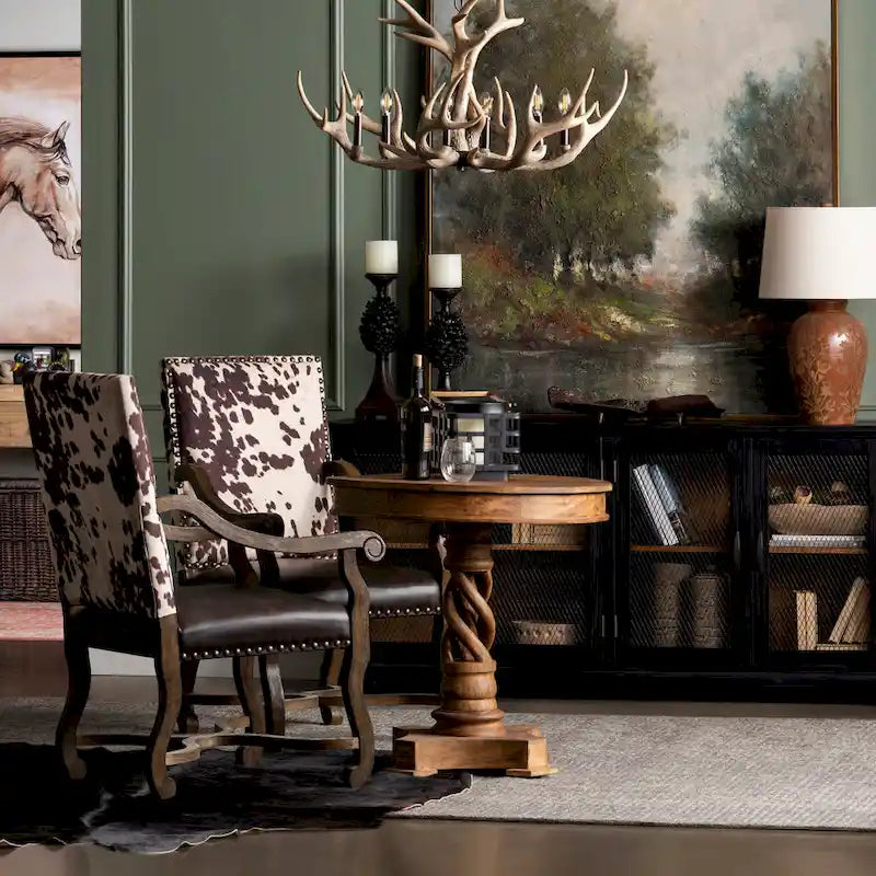 Mesquite Ranch Bonded Leather and Faux Cowhide Accent Chair - 30 x 24 x 42